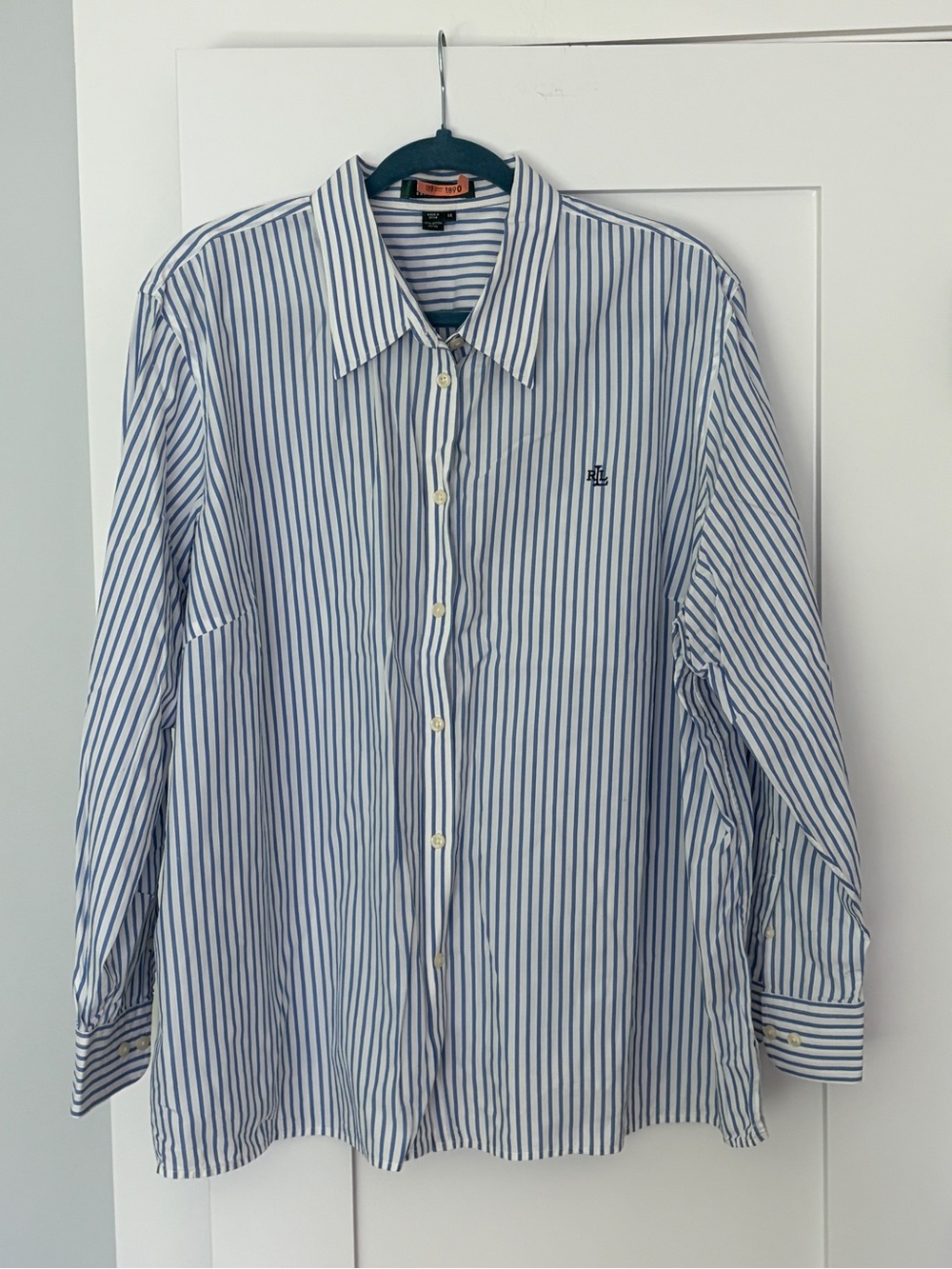 Ralph Lauren Blue and White Striped Button-Down Shirt